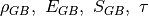 \rho_{GB},~E_{GB},~S_{GB},~\tau