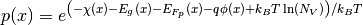 p(x) = e^{\left(-\chi(x)-E_g(x)-E_{F_p}(x)-q\phi(x)+k_BT \ln(N_V)\right)/k_BT}