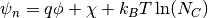\psi_n=q\phi+\chi+k_BT \ln(N_C)